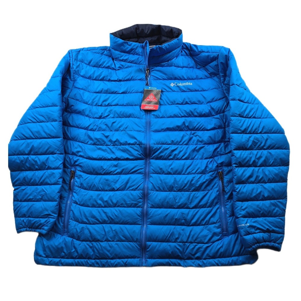Columbia Powder Lite Puffer Jacket Mens Big 1X Tall Blue Polyester Omni-Heat NEW